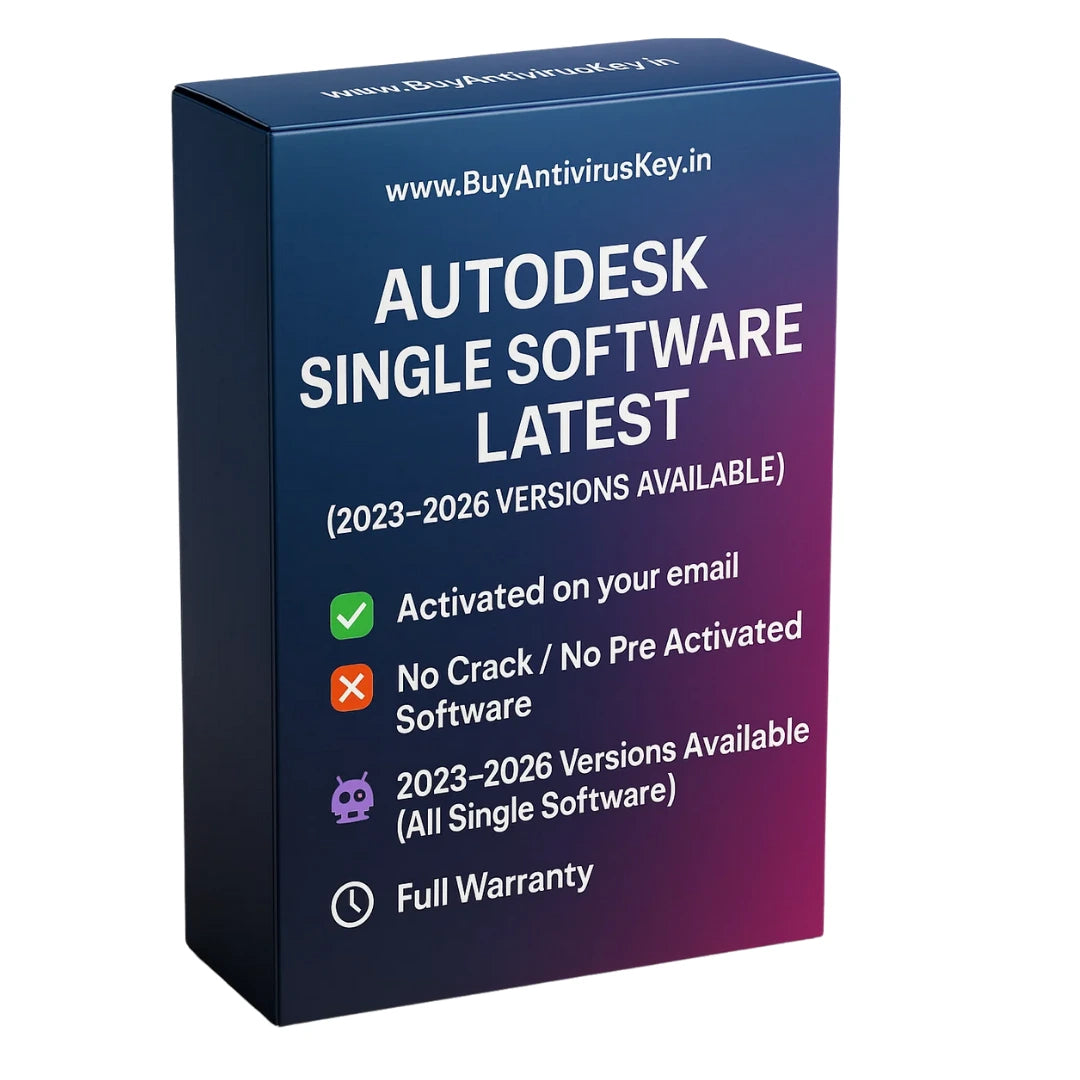 Autodesk Single Software 2023–2026 latest version – includes AutoCAD, Revit, Maya, Fusion 360, Civil 3D, 3ds Max and more, genuine license with email activation and warranty – BuyAntivirusKey.in