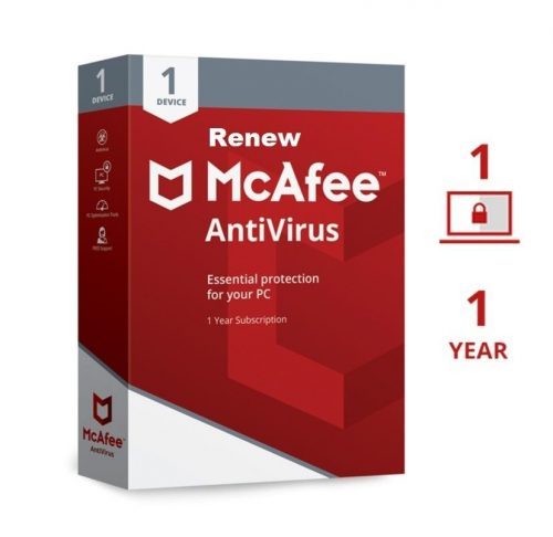 Buy McAfee Antivirus 1PC 1 Year renewal
