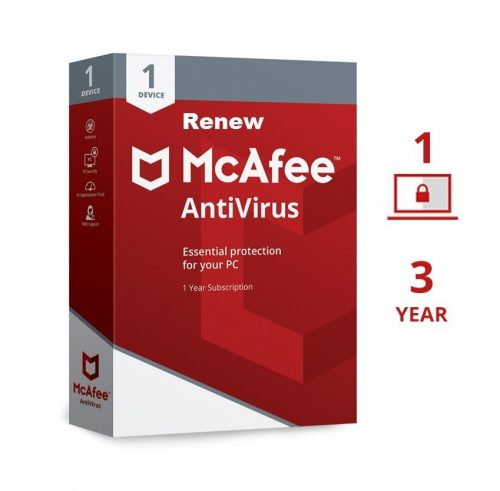 Buy McAfee Antivirus 1PC 3 Year renewal
