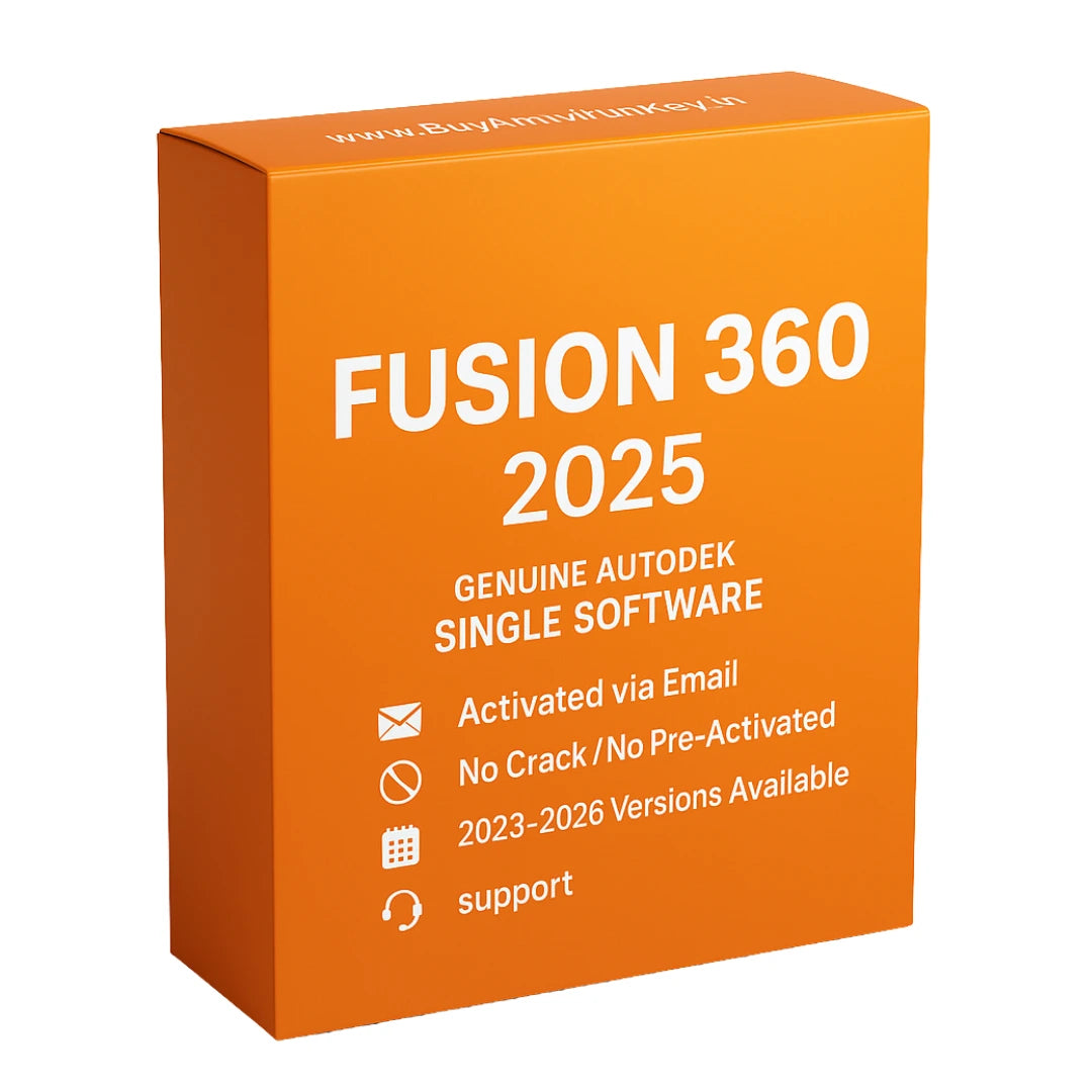 Orange box with 'Fusion 360 2025' text on a white background