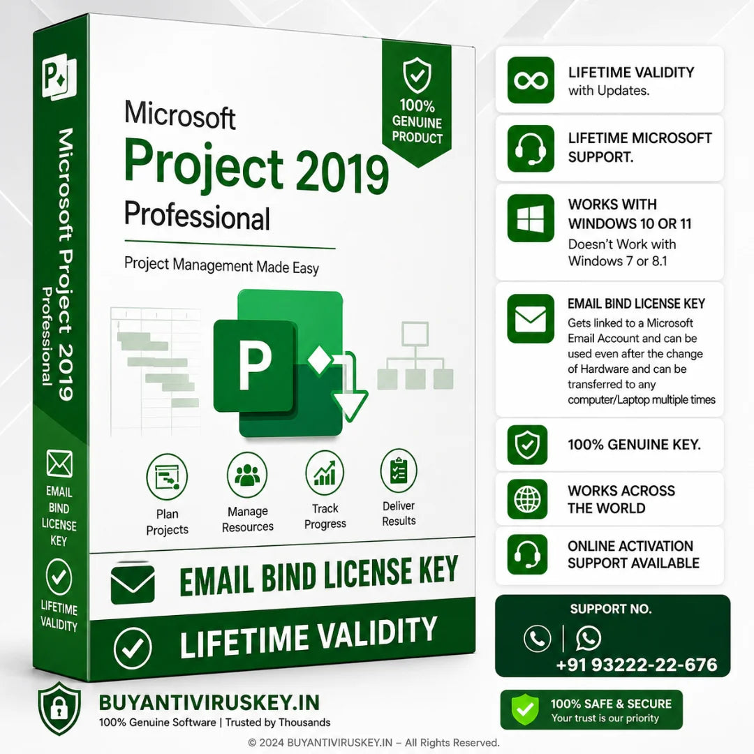 Microsoft Project 2019 - Email Bind License Key Lifetime Validity