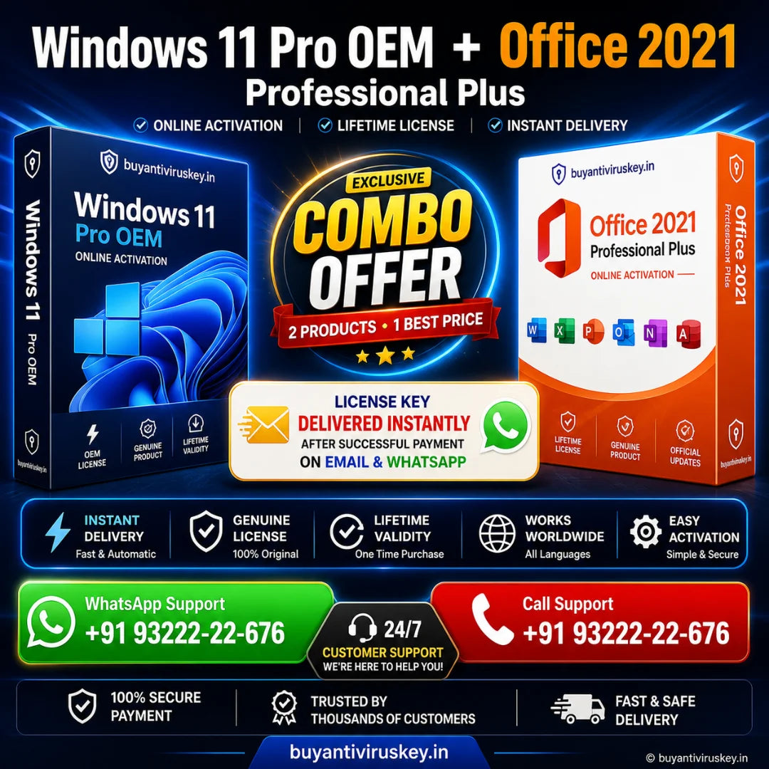 Windows 11 Pro OEM Office 2021 Professional Plus Online Activation (Combo Offer)