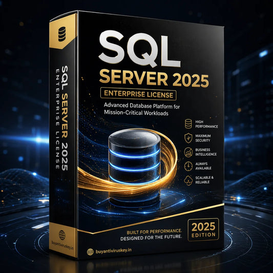 SQL Server 2025 Enterprise License packaging on a dark background