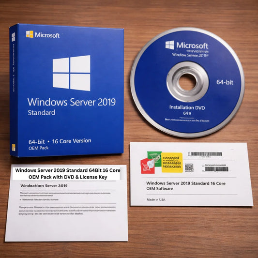 Windows Server 2019 16 Core OEM Pack with DVD & Key