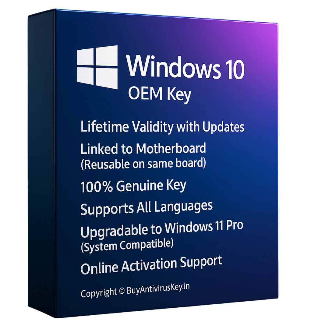 Windows 10 Pro OEM License Key  Genuine, Linked to Motherboard