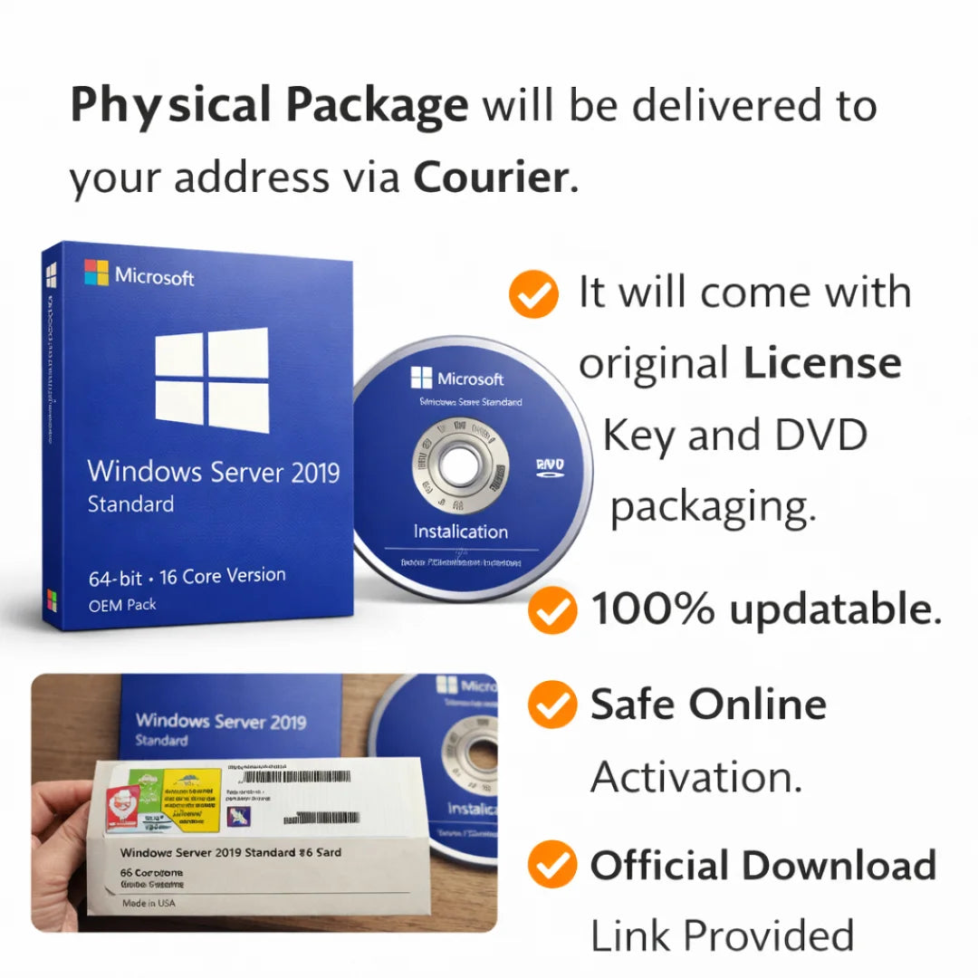 Windows Server 2019 16 Core OEM Pack with DVD & Key