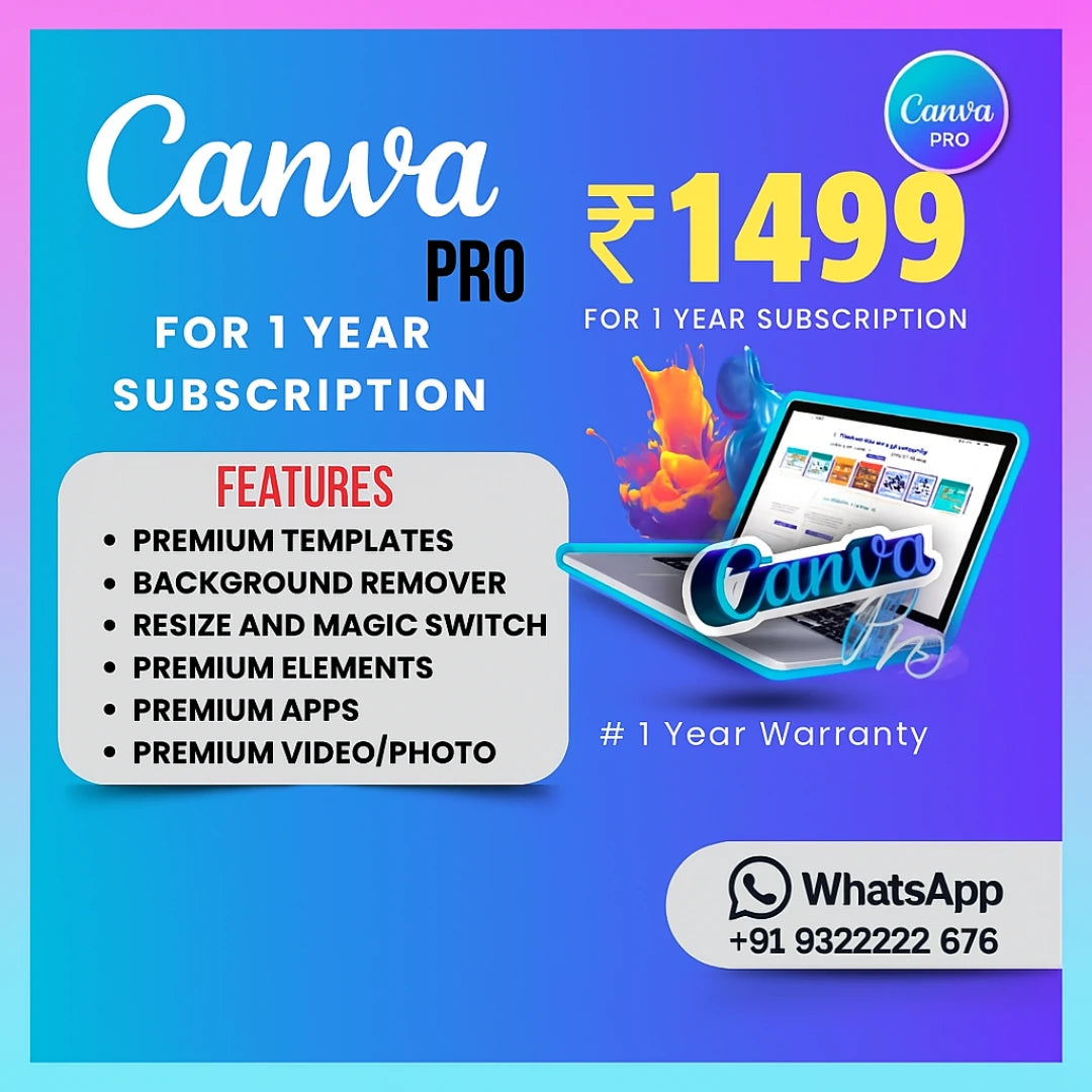 Canva Pro Lifetime Access Subscription for Designers – 1-Year or Lifetime Plan India