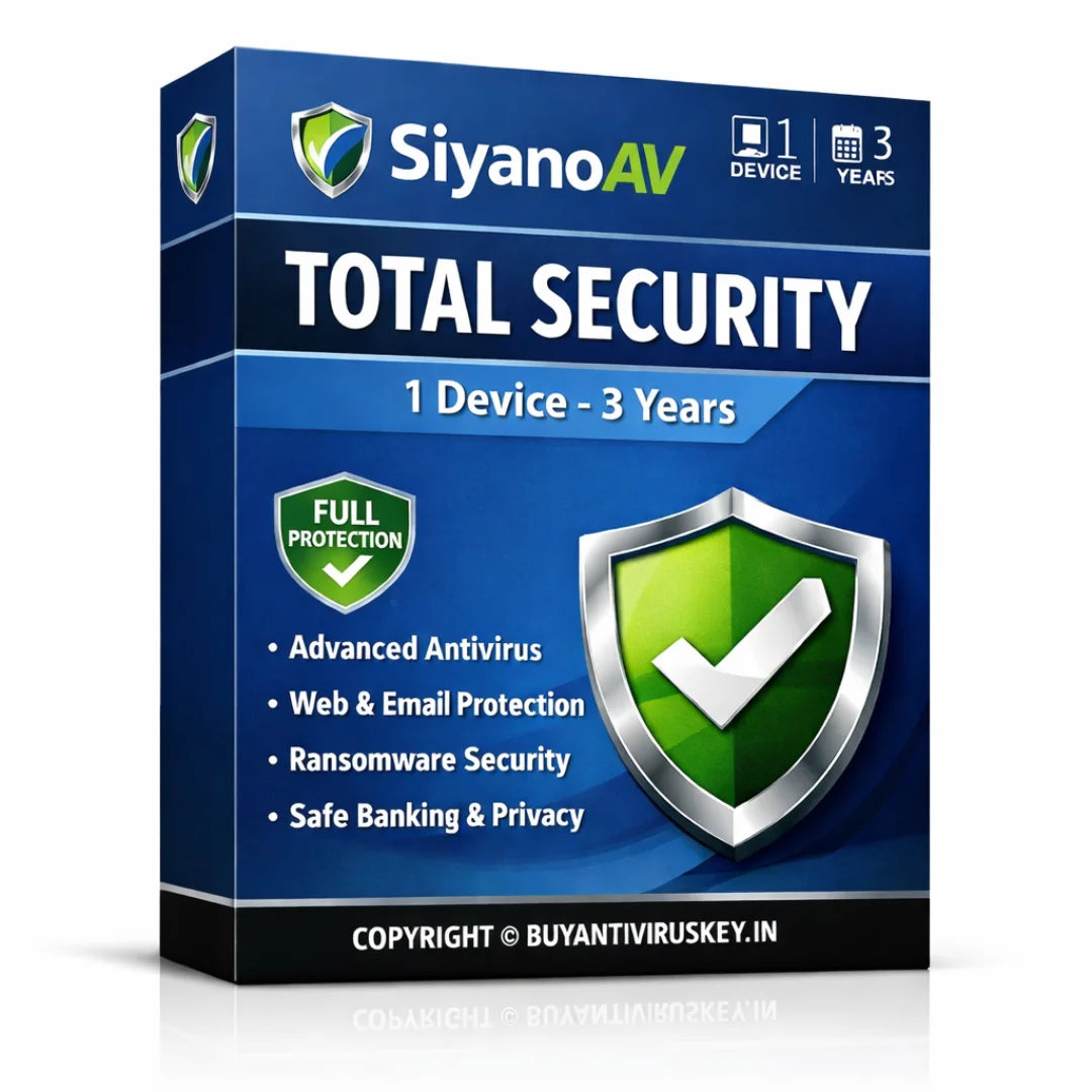 SiyanoAV Total Security package box with blue and green design on a white background