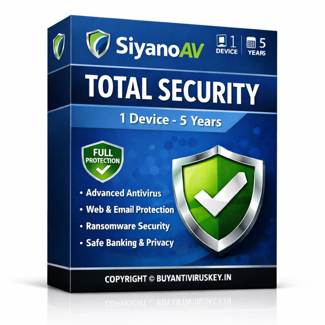 SiyanoAV Total Security package box with features listed on a white background